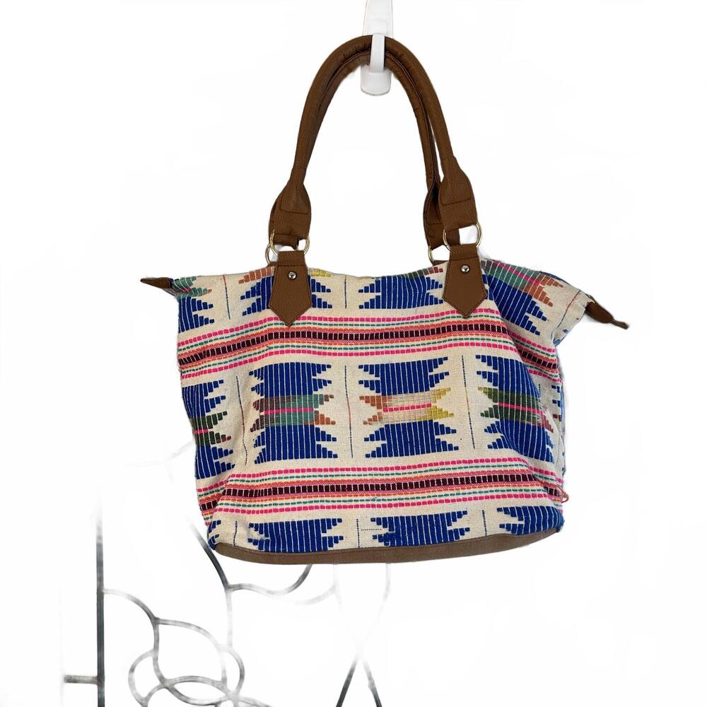 Call It Spring Aztec/Boho Woven Multicolor Embroided Handbag Bag